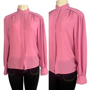 Vintage Blouse by Josephine in Mauve Pink size M L retro 1980s women long sleeve